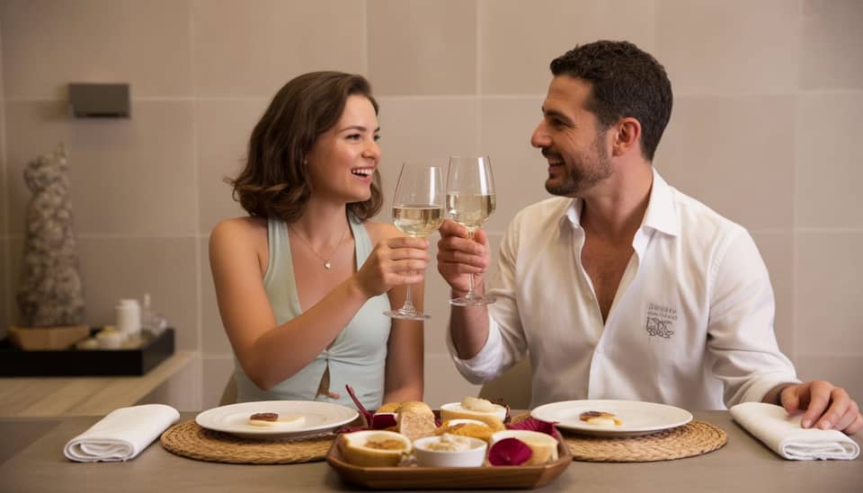 Casal celebrando em Monte Verde na Carícia do Vento Pousada Boutique com vista para a Serra da Mantiqueira