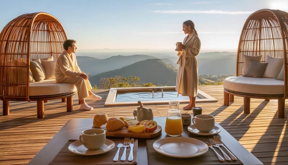 Vista das montanhas da Serra da Mantiqueira a partir da Carícia do Vento Pousada Boutique em Monte Verde MG