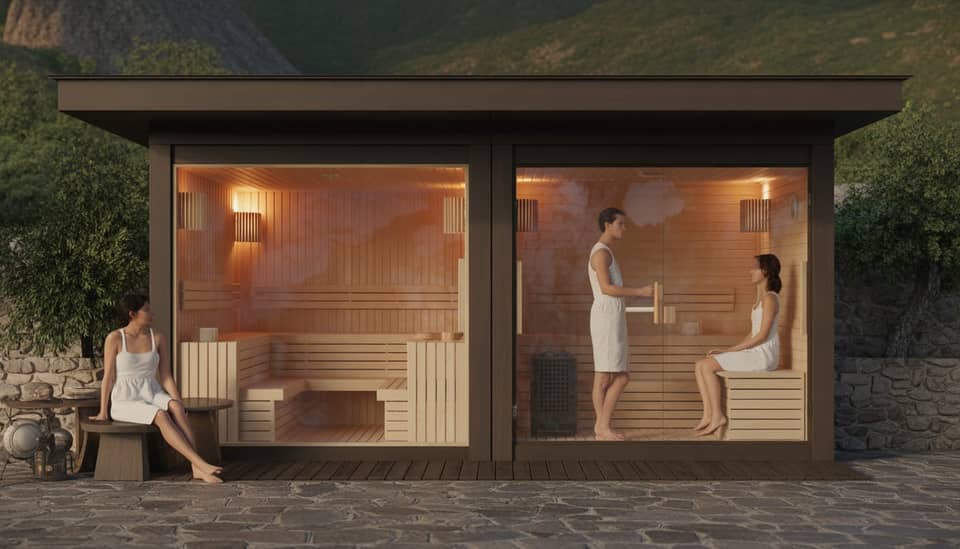 Sauna seca e sauna úmida em pousada de montanha em Monte Verde com clima frio da Serra da Mantiqueira