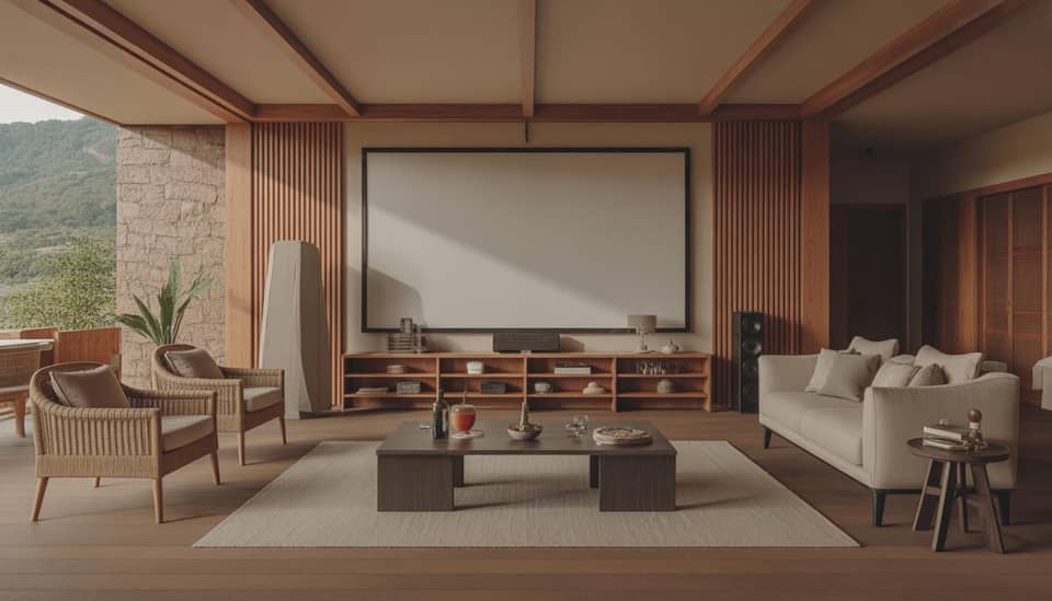 Sala de cinema exclusiva para hóspedes na Carícia do Vento Pousada Boutique em Monte Verde MG