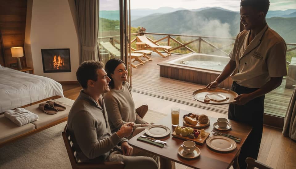 Vista romântica da Serra da Mantiqueira na Carícia do Vento Pousada Boutique em Monte Verde