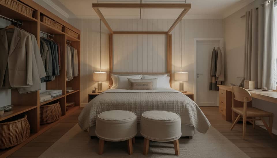 Cama com enxoval premium, manta e roupões em pousada boutique na serra de Monte Verde MG