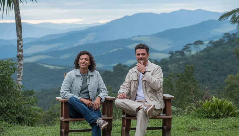 Vista das montanhas da Serra da Mantiqueira em Monte Verde MG ao entardecer