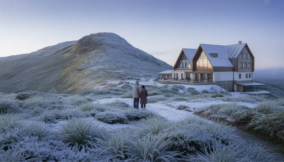 Geada em Monte Verde na Serra da Mantiqueira ao amanhecer