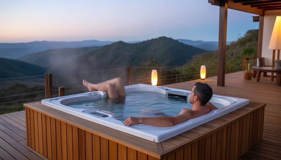 Jacuzzi aquecida com vista para as montanhas na Serra da Mantiqueira em Monte Verde MG