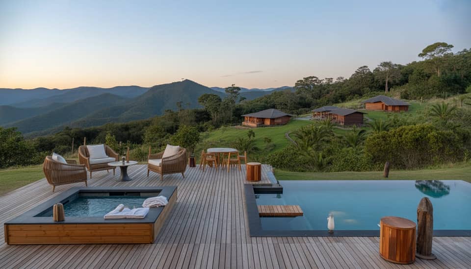 Vista da Serra da Mantiqueira na Carícia do Vento Pousada Boutique em Monte Verde MG