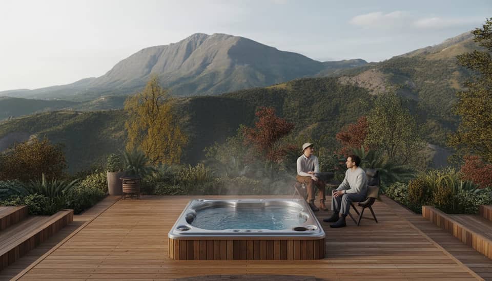 Paisagem de Monte Verde no outono com montanhas da Serra da Mantiqueira ao fundo