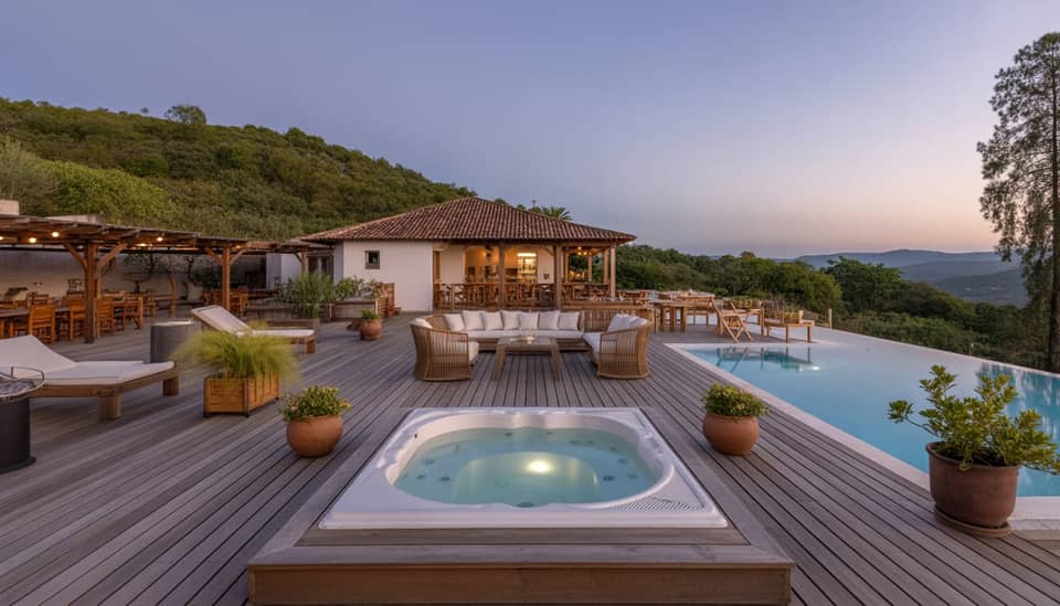 Vista da Serra da Mantiqueira na Carícia do Vento Pousada Boutique em Monte Verde com jacuzzi aquecida e deck lounge