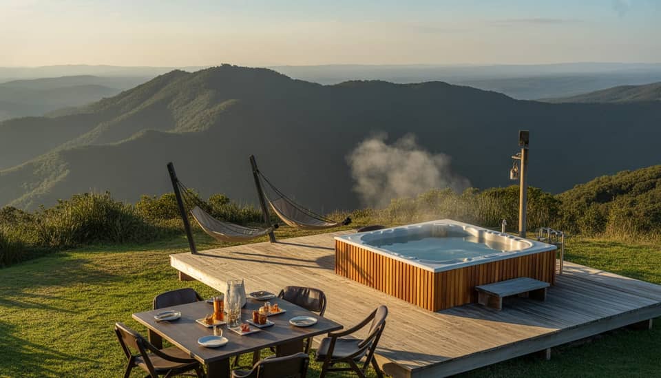 Vista das montanhas da Serra da Mantiqueira em Monte Verde com clima de serra