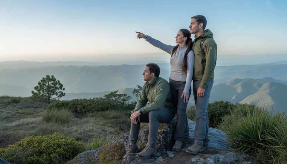 Vista das montanhas da Serra da Mantiqueira rumo ao Pico Selado em Monte Verde