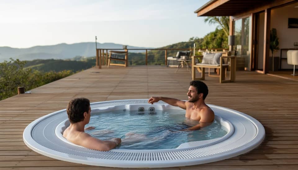 Deck Lounge Poema com bangalôs e jacuzzi aquecida na Carícia do Vento Pousada Boutique em Monte Verde MG