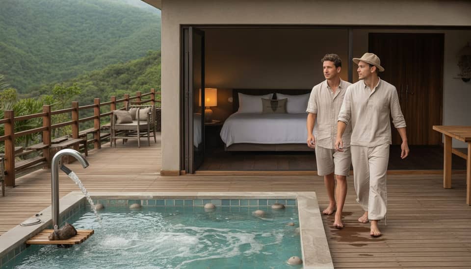Casal relaxando após massagem no Shiva Spa na Carícia do Vento Pousada Boutique em Monte Verde