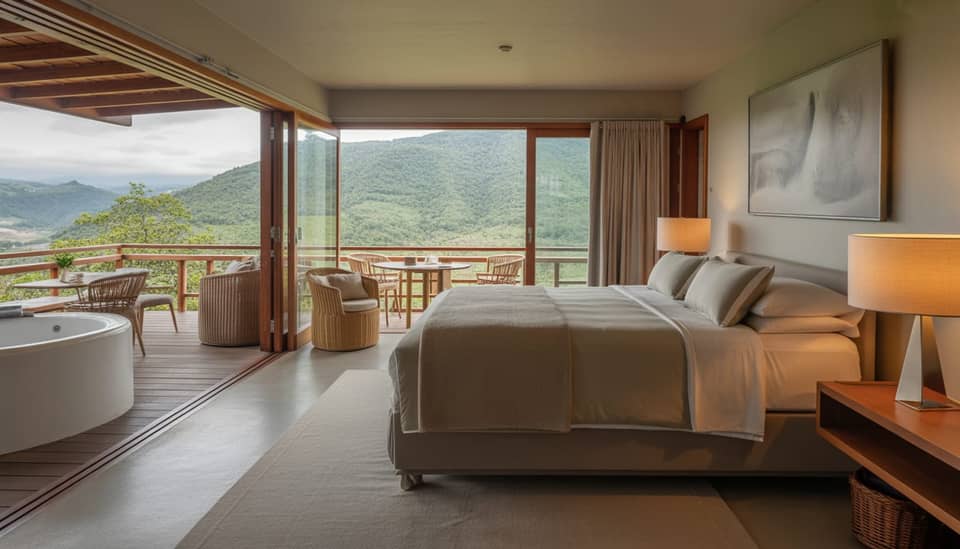 Suíte Premium Carícia com vista panorâmica das montanhas em Monte Verde na Carícia do Vento Pousada Boutique