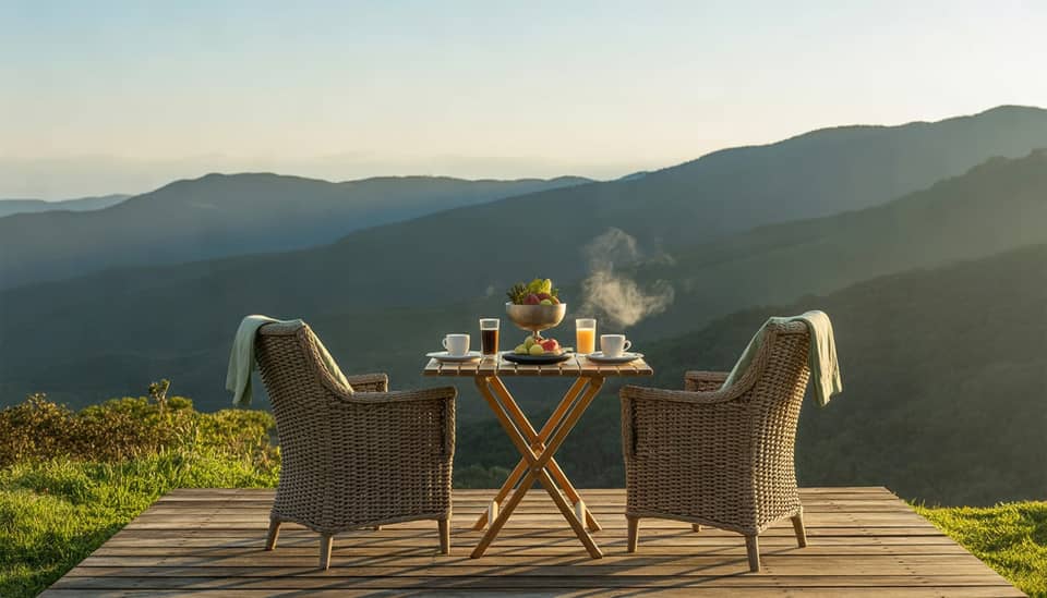 Vista das montanhas da Serra da Mantiqueira em Monte Verde MG com clima romântico de pousada boutique