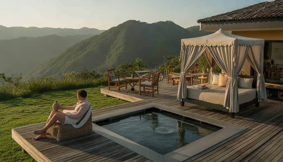 Vista para as montanhas da Serra da Mantiqueira na Carícia do Vento Pousada Boutique em Monte Verde MG