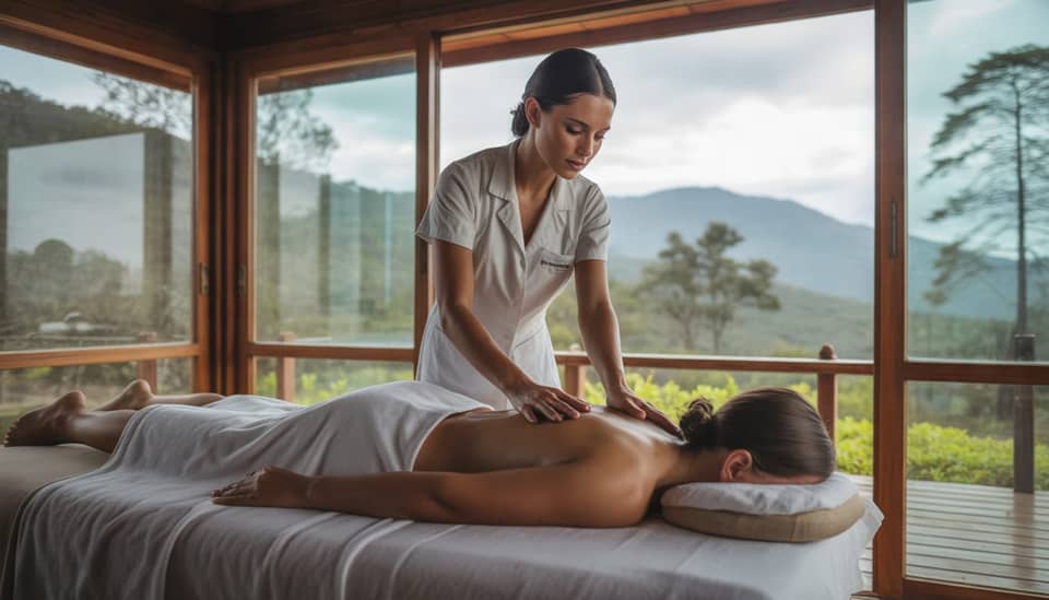 Sala de massagem do Shiva Spa na Carícia do Vento Pousada Boutique em Monte Verde MG
